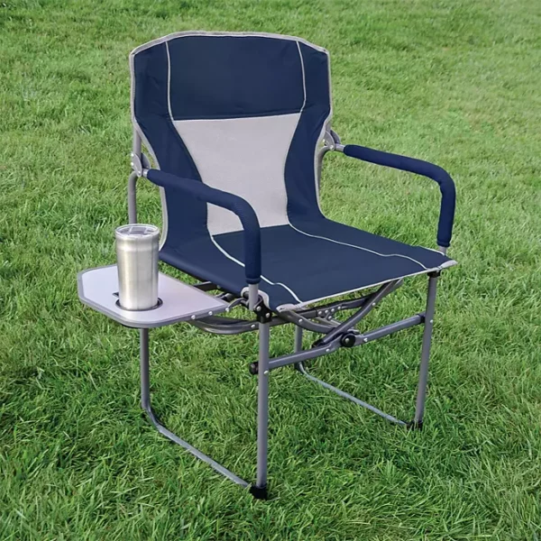 Veranura Portable Director's Chair – Padded Arms, Fold-Away Cooler & Side Table with Drink Holder