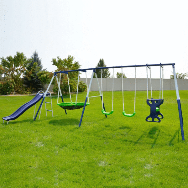 Sportspower Outdoor Rosemead Metal Swing Set with Lifetime Warranty on 6' Double Wall Slide